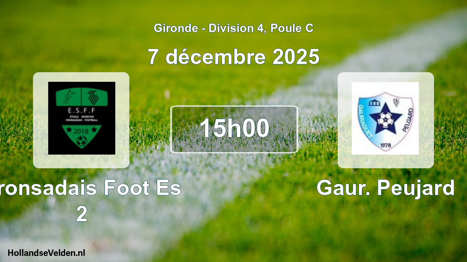 Geplande wedstrijd: Fronsadais Foot Es 2 - Gaur. Peujard (7 décembre 2025)