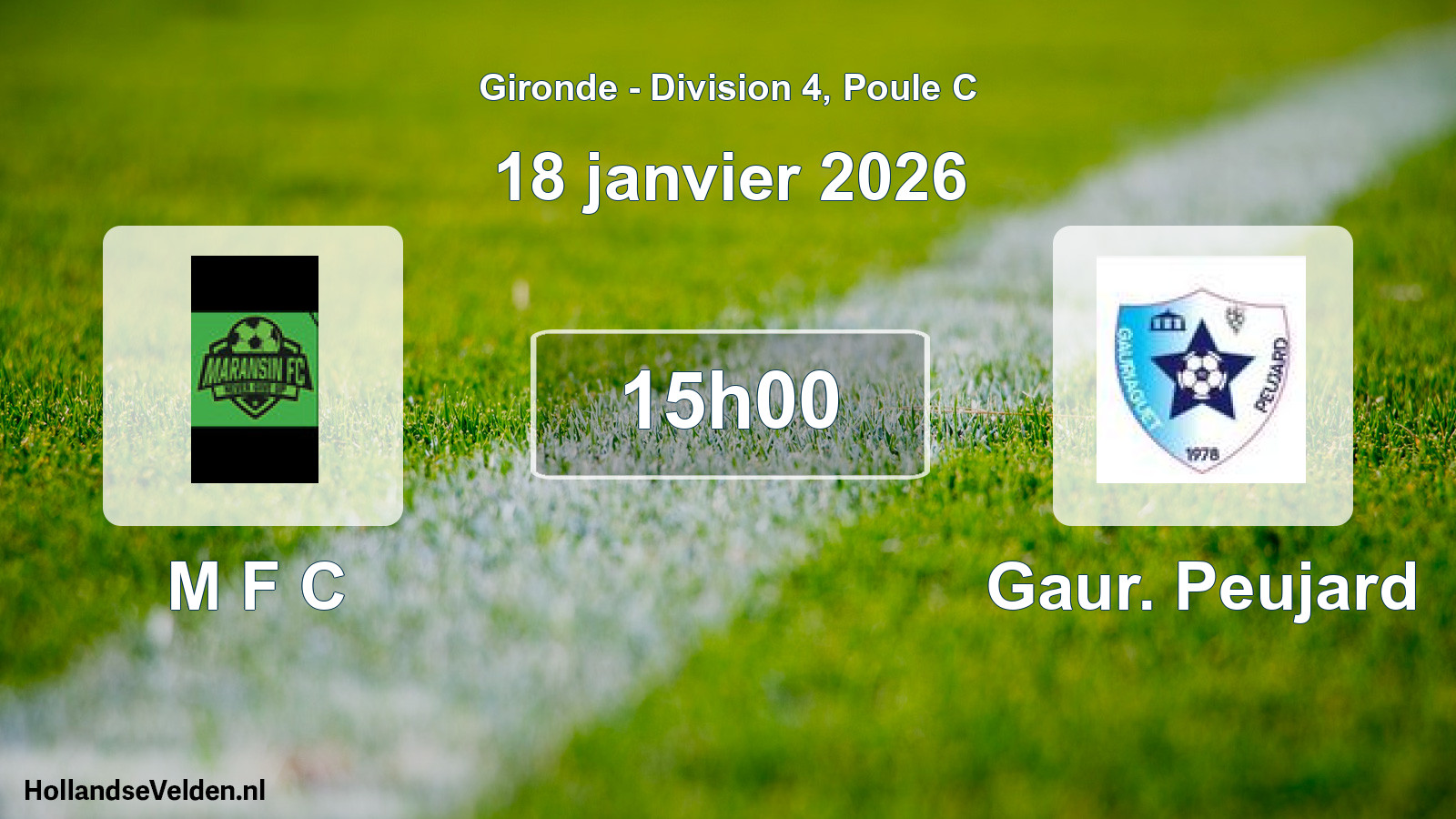 Geplande wedstrijd: M F C - Gaur. Peujard (18 janvier 2026)