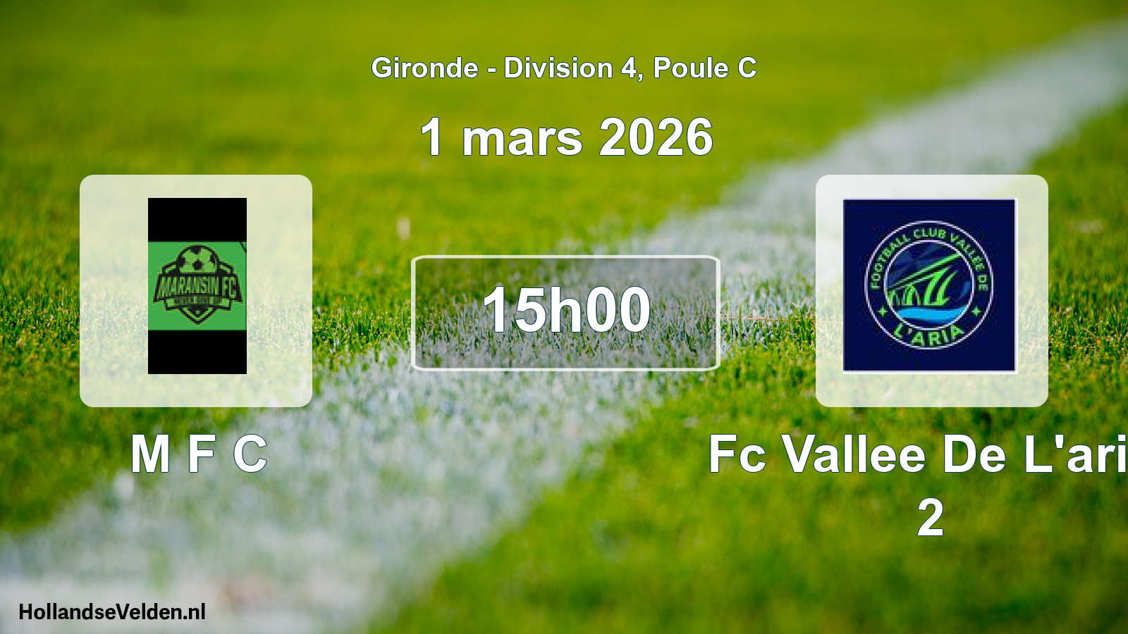 Geplande wedstrijd: M F C - Fc Vallee De L'aria 2 (1 maart 2026)