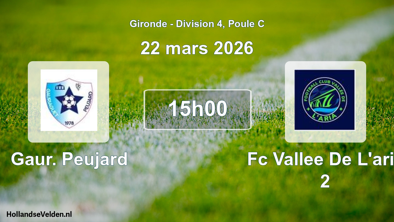 Geplande wedstrijd: Gaur. Peujard - Fc Vallee De L'aria 2 (22 maart 2026)
