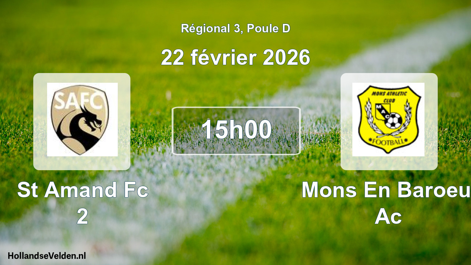 Geplande wedstrijd: St Amand Fc 2 - Mons En Baroeul Ac (22 februari 2026)