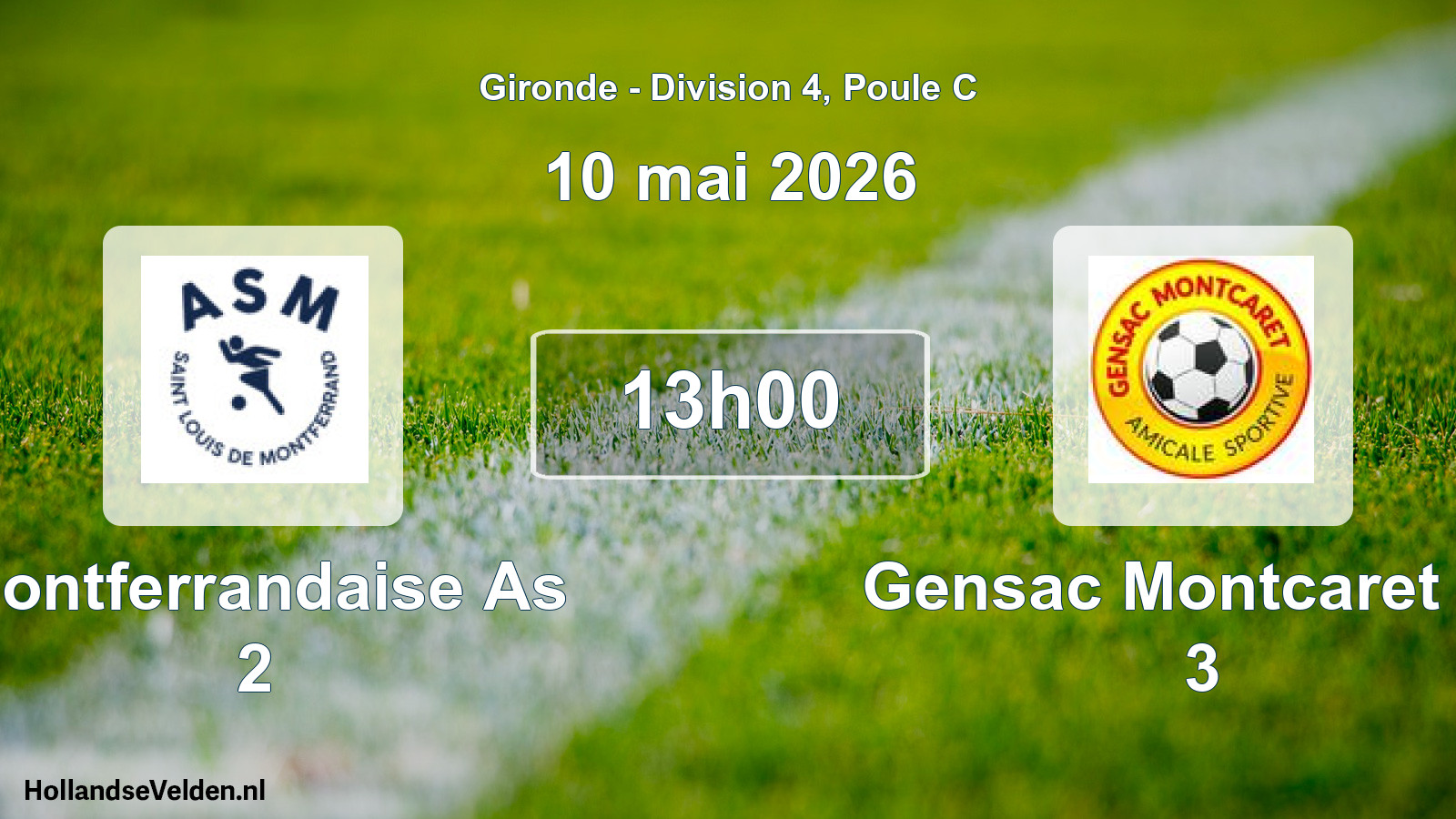 Scheduled Match: Montferrandaise As 2 - Gensac Montcaret As 3 (10 May 2026)