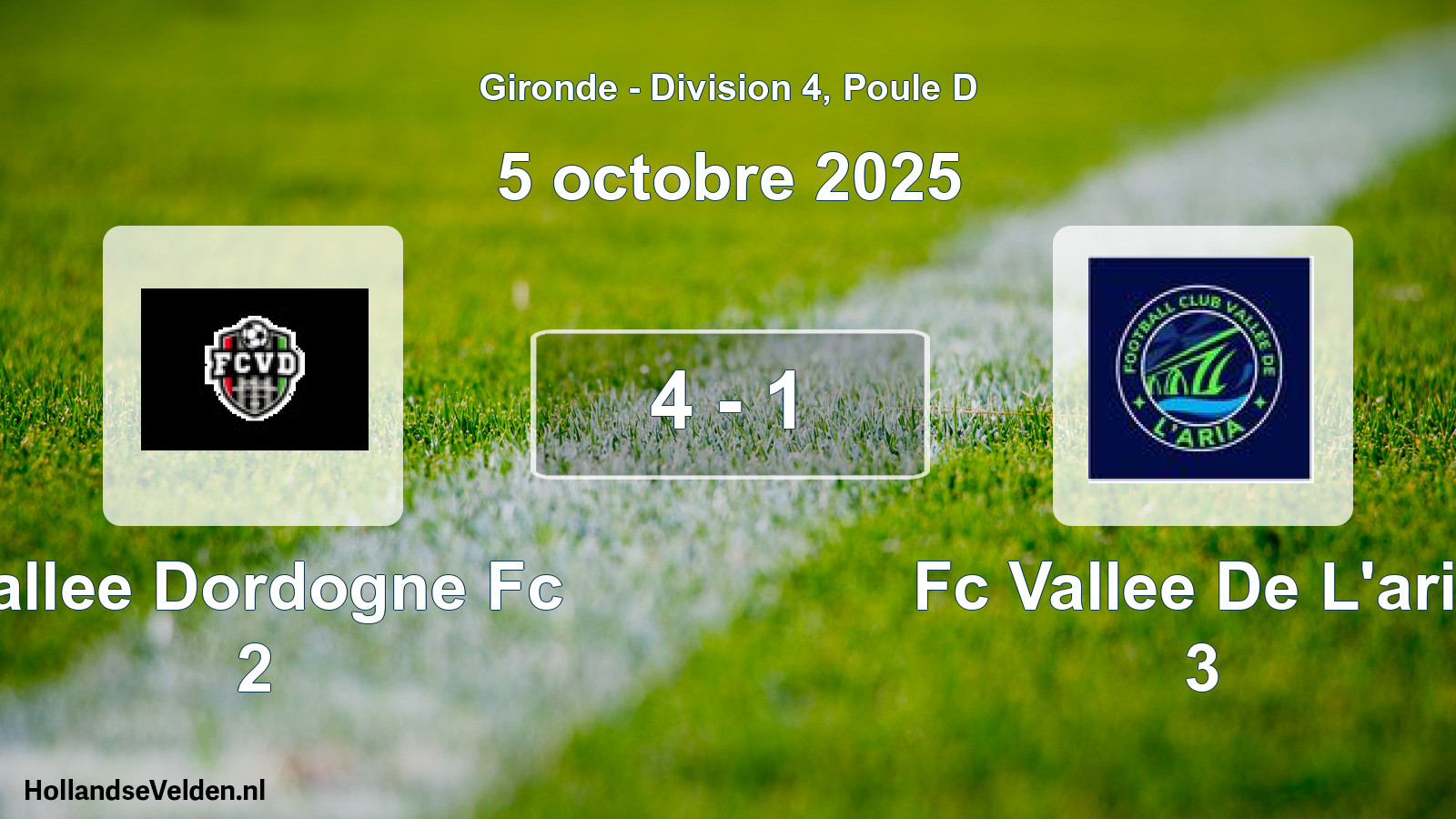 Total number of matches played: Vallee Dordogne Fc 2 - Fc Vallee De L'aria 3 4 - 1 (5 October 2025)