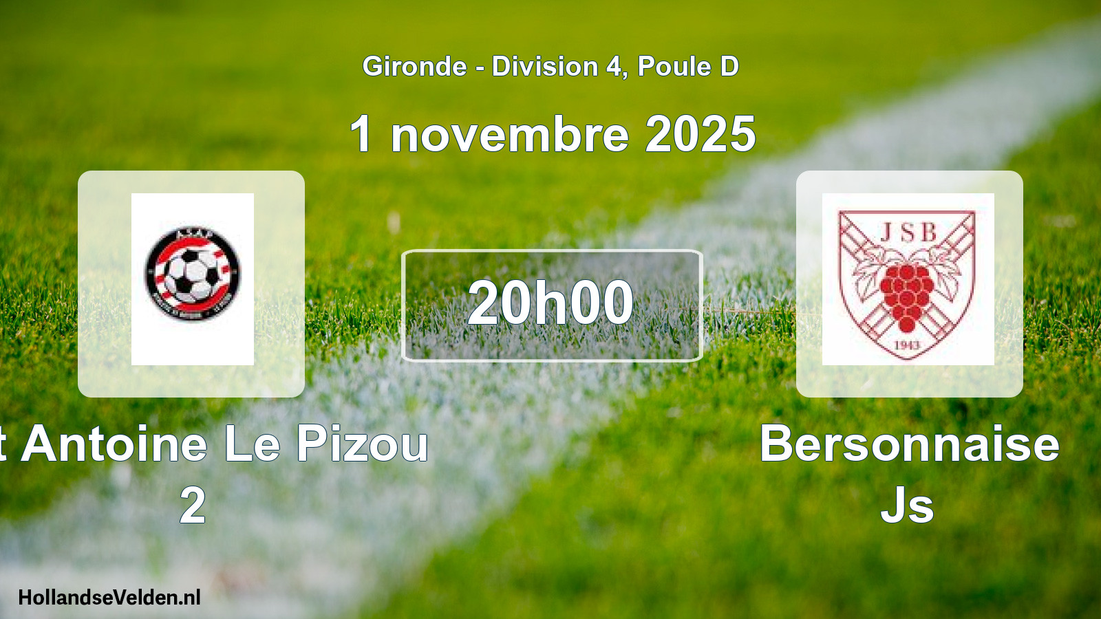 Scheduled Match: St Antoine Le Pizou 2 - Bersonnaise Js (1 November 2025)