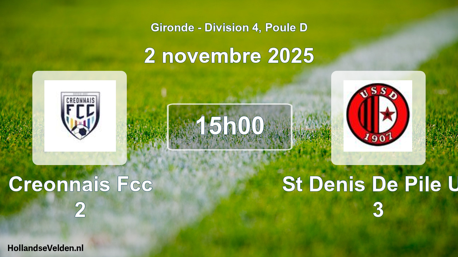 Geplande wedstrijd: Creonnais Fcc 2 - St Denis De Pile Us 3 (2 november 2025)