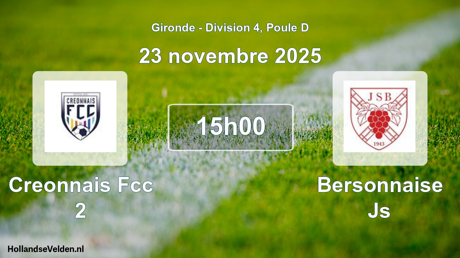 Geplande wedstrijd: Creonnais Fcc 2 - Bersonnaise Js (23 november 2025)