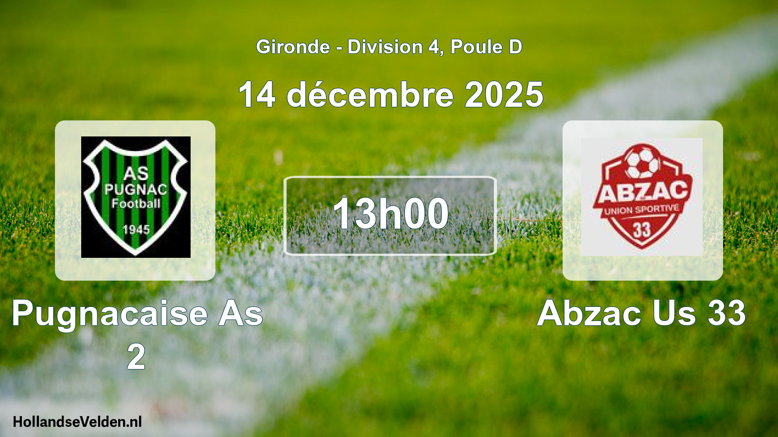Scheduled Match: Pugnacaise As 2 - Abzac Us 33 (14 December 2025)