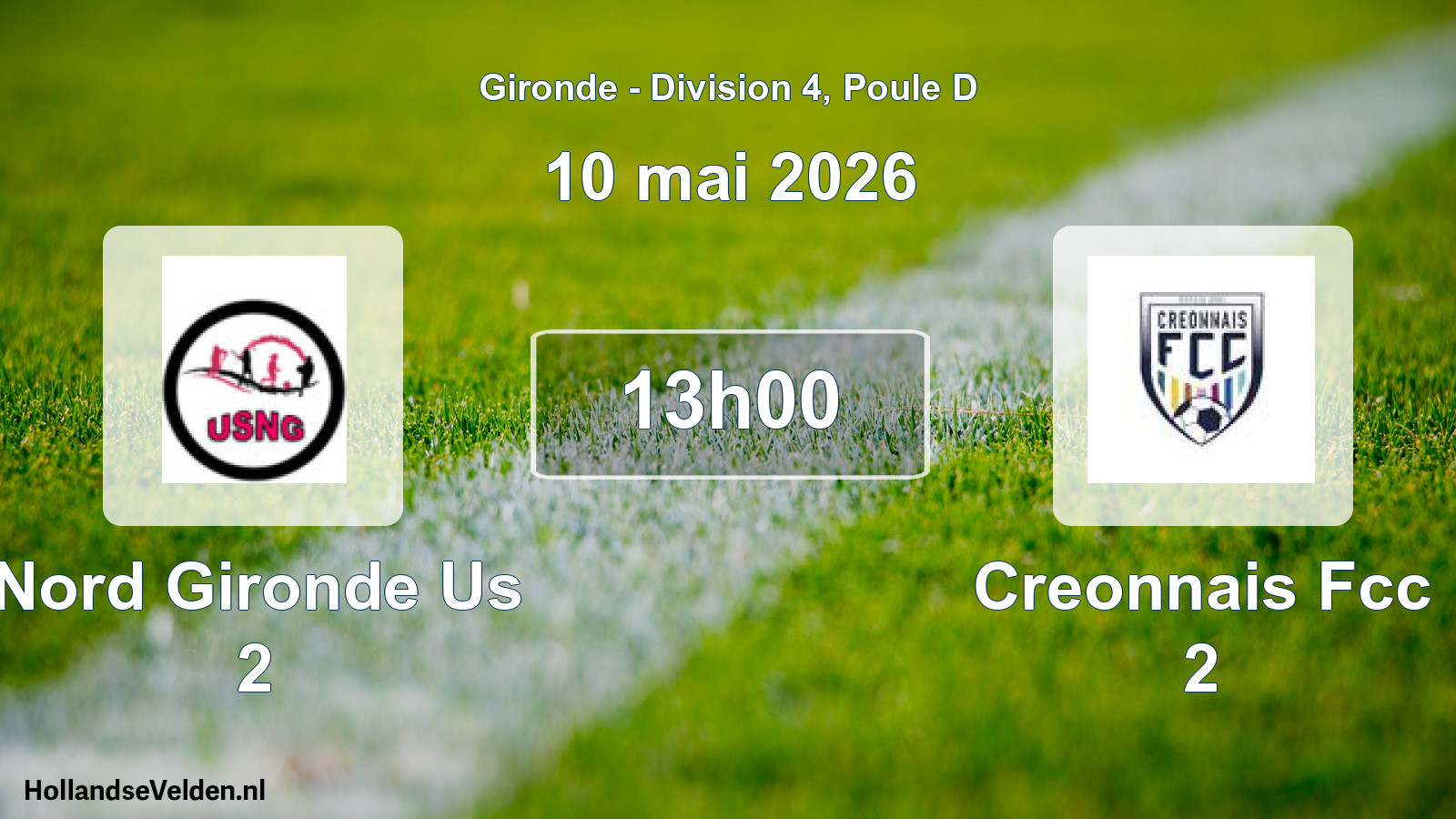 Geplande wedstrijd: Nord Gironde Us 2 - Creonnais Fcc 2 (10 mei 2026)