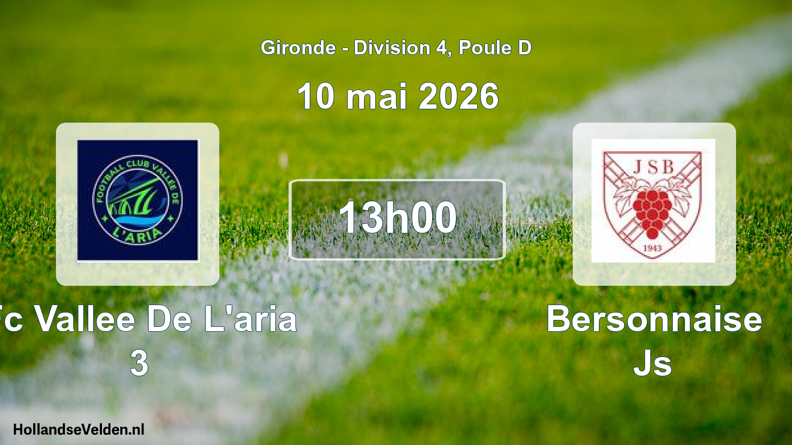 Geplande wedstrijd: Fc Vallee De L'aria 3 - Bersonnaise Js (10 mei 2026)