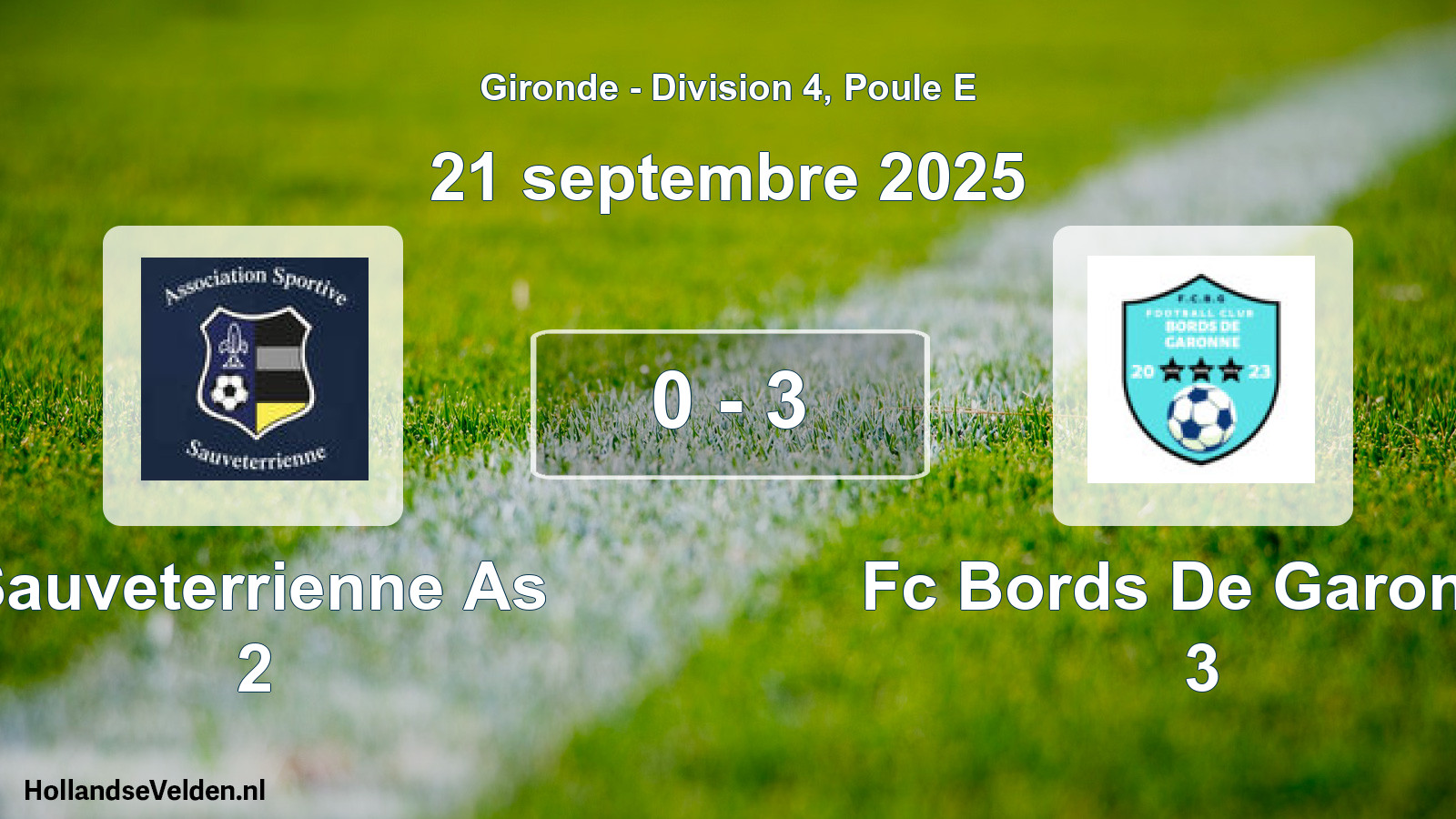Gespeelde wedstrijd: Sauveterrienne As 2 - Fc Bords De Garonne 3 0 - 3 (21 septembre 2025)