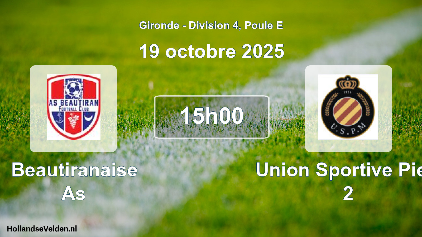 Geplande wedstrijd: Beautiranaise As - Union Sportive Pierr 2 (19 oktober 2025)