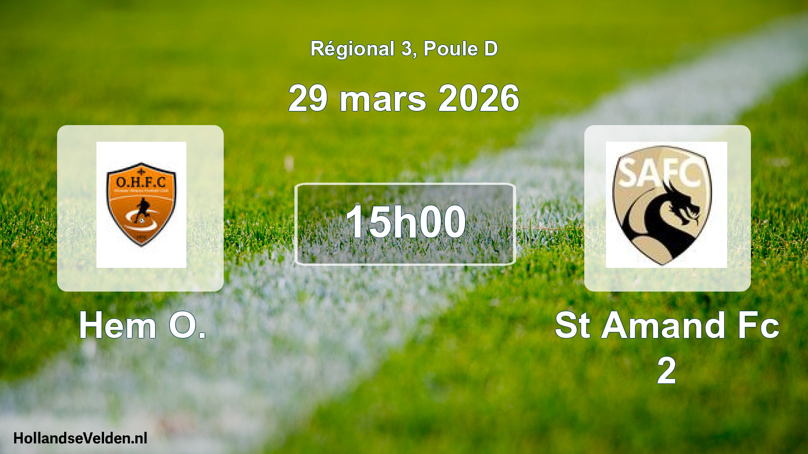 Geplande wedstrijd: Hem O. - St Amand Fc 2 (29 mars 2026)