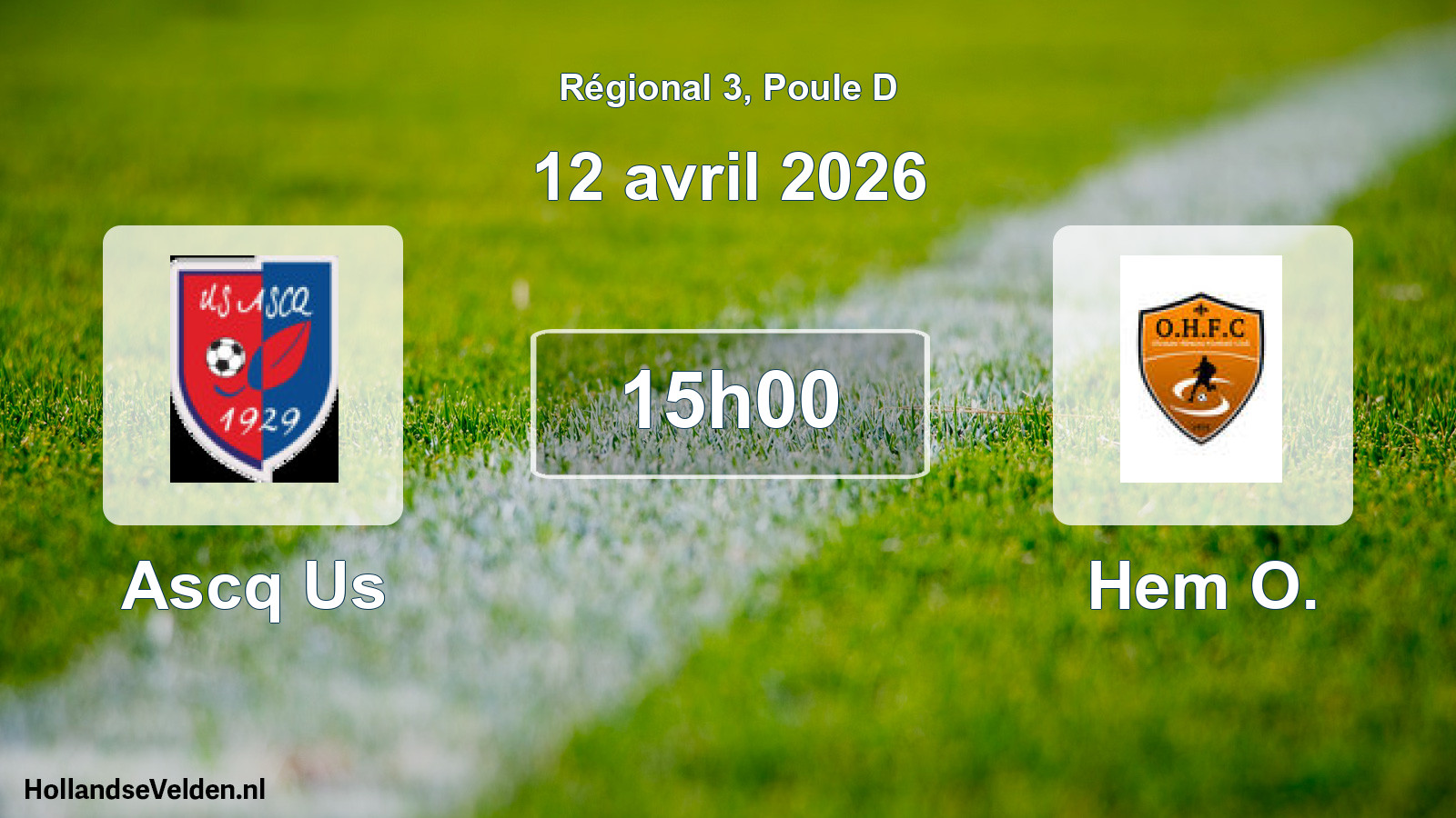 Geplande wedstrijd: Ascq Us - Hem O. (12 avril 2026)