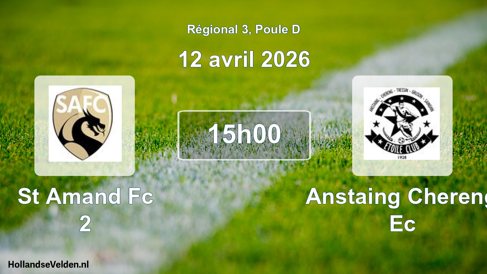 Geplande wedstrijd: St Amand Fc 2 - Anstaing Chereng Ec (12 avril 2026)