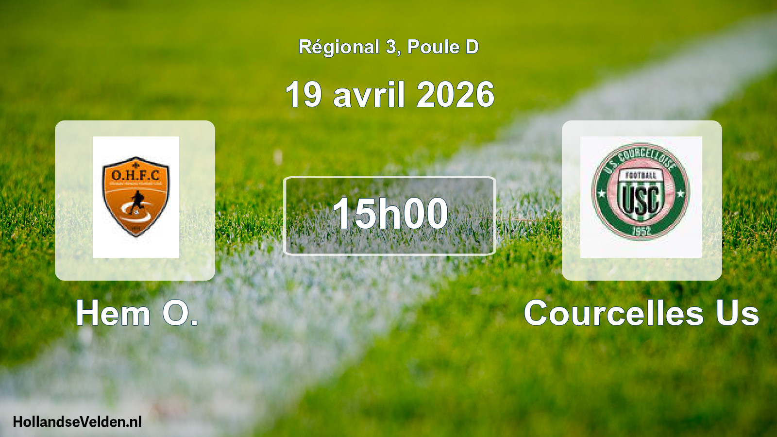 Scheduled Match: Hem O. - Courcelles Us (19 April 2026)