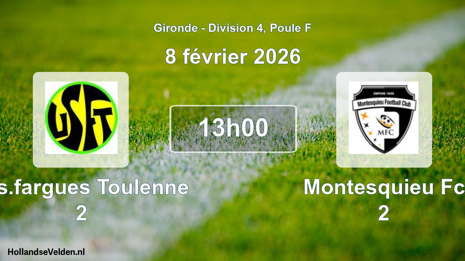 Geplande wedstrijd: U.s.fargues Toulenne 2 - Montesquieu Fc 2 (8 février 2026)