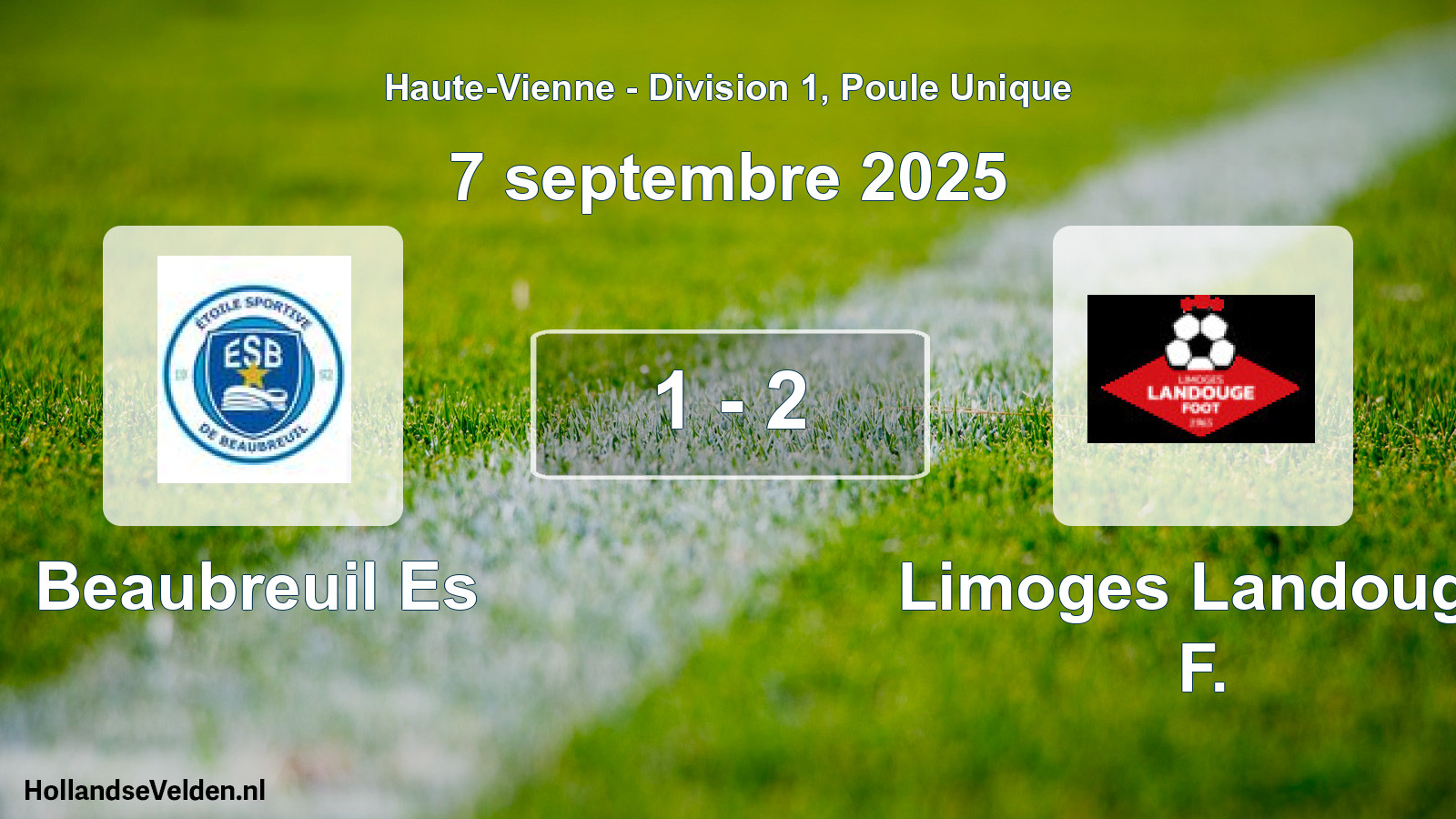 Gespeelde wedstrijd: Beaubreuil Es - Limoges Landouge F. 1 - 2 (7 septembre 2025)