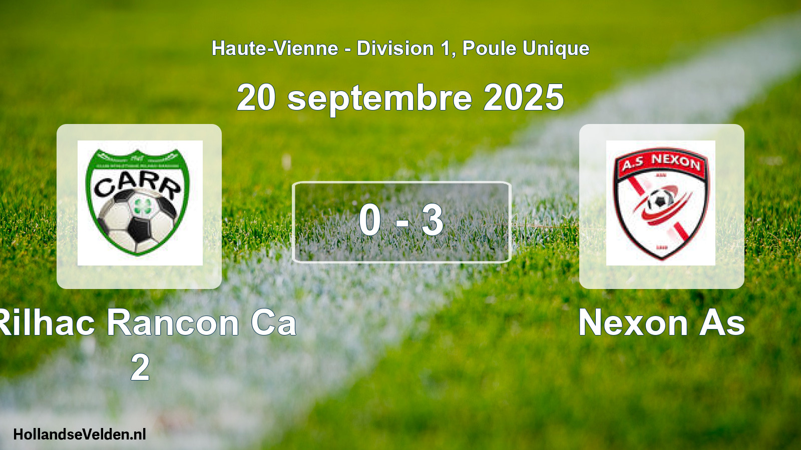 Gespeelde wedstrijd: Rilhac Rancon Ca 2 - Nexon As 0 - 3 (20 septembre 2025)