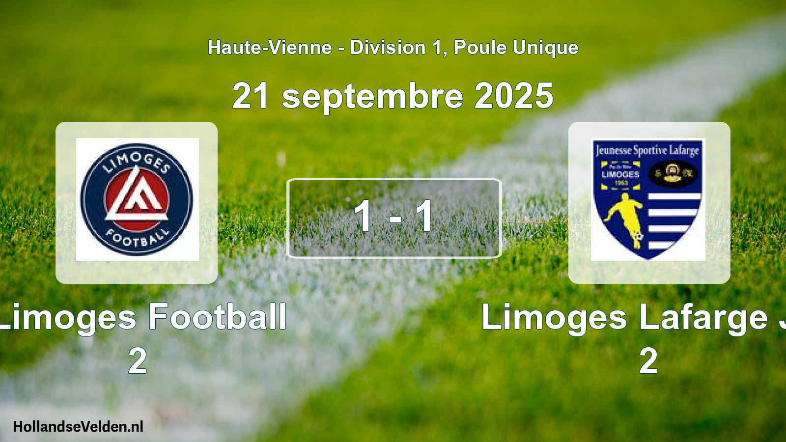 Total number of matches played: Limoges Football 2 - Limoges Lafarge Js 2 1 - 1 (21 September 2025)