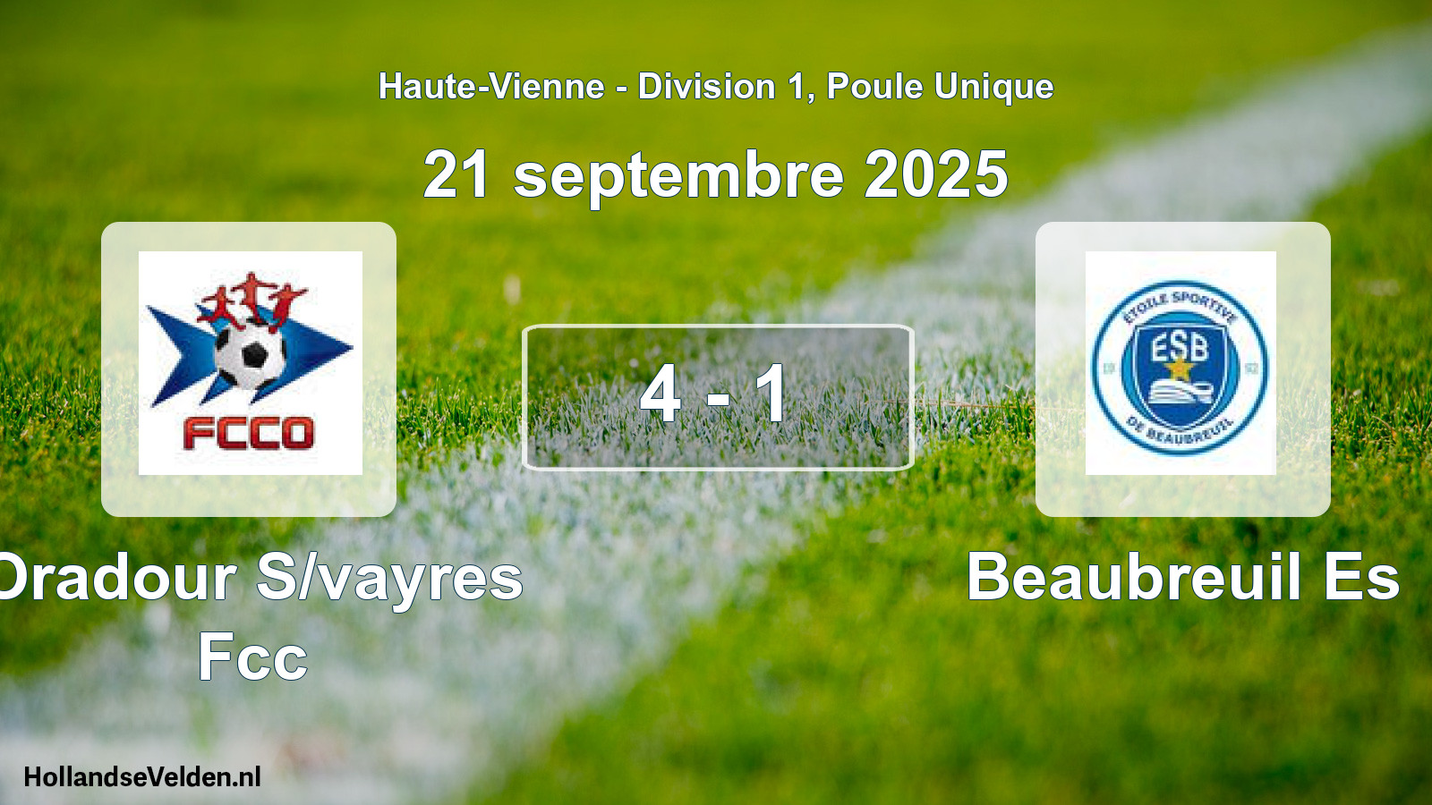 Total number of matches played: Oradour S/vayres Fcc - Beaubreuil Es 4 - 1 (21 September 2025)