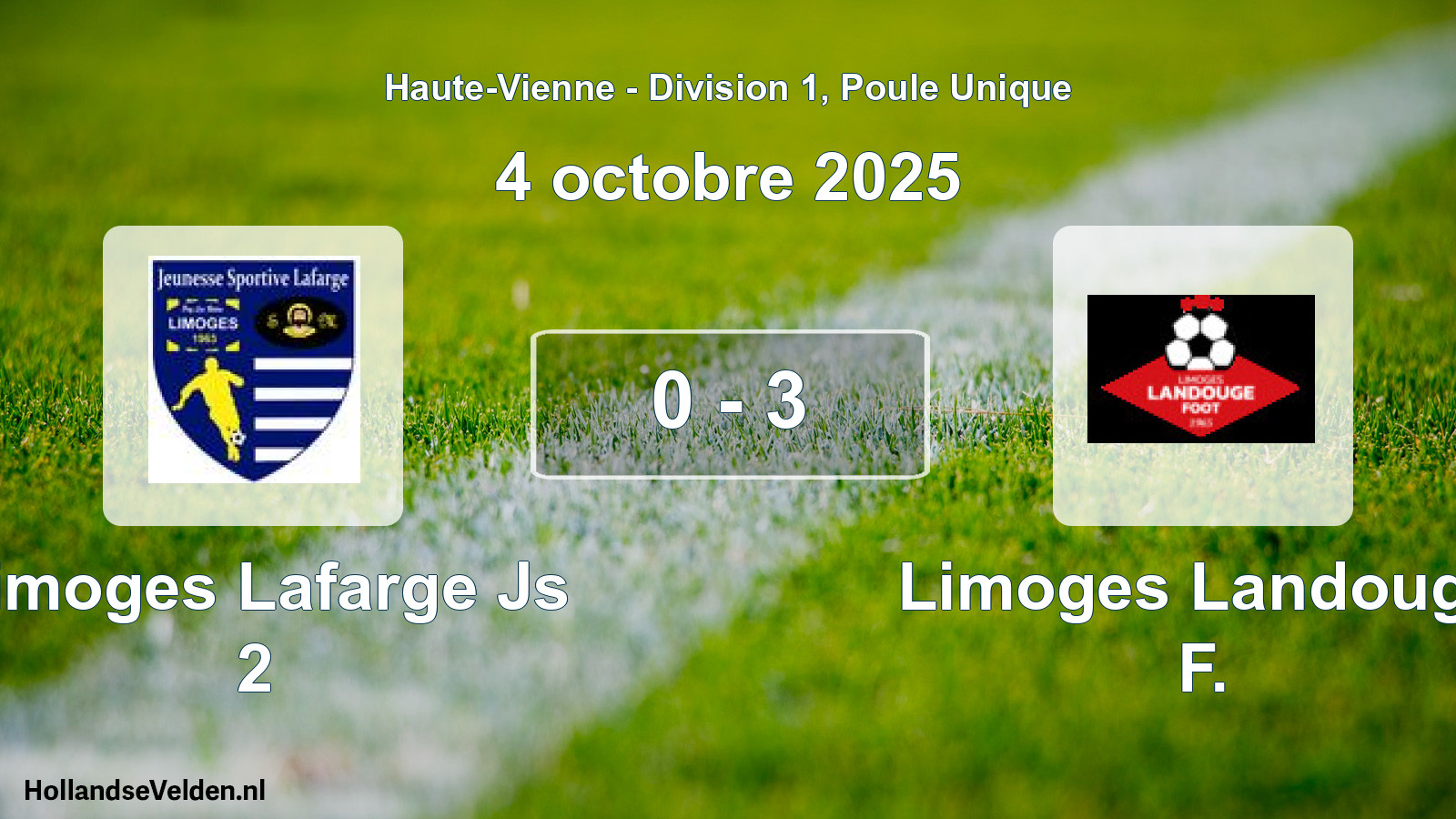 Gespeelde wedstrijd: Limoges Lafarge Js 2 - Limoges Landouge F. 0 - 3 (4 octobre 2025)