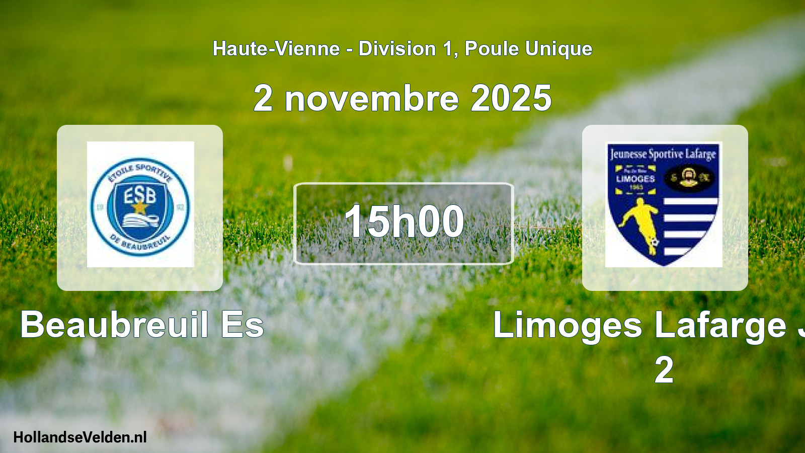 Geplande wedstrijd: Beaubreuil Es - Limoges Lafarge Js 2 (2 novembre 2025)