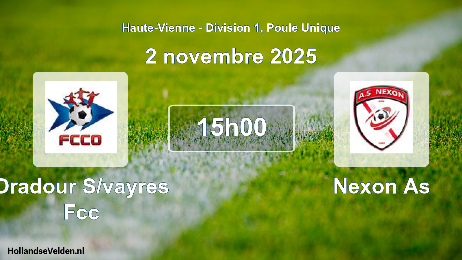Geplande wedstrijd: Oradour S/vayres Fcc - Nexon As (2 novembre 2025)