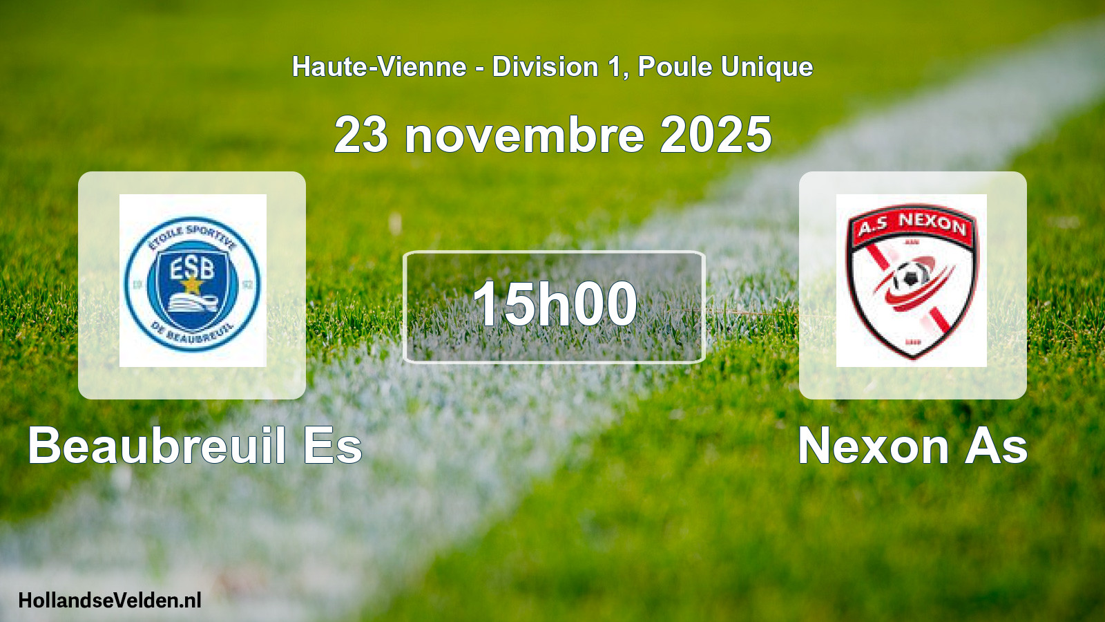 Geplande wedstrijd: Beaubreuil Es - Nexon As (23 novembre 2025)