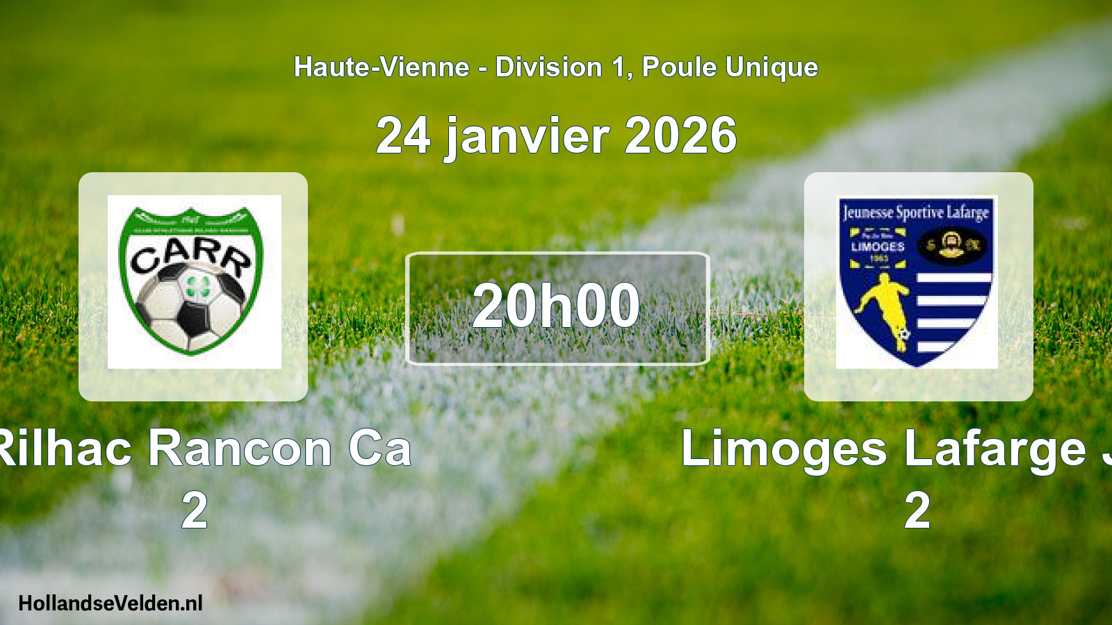 Geplande wedstrijd: Rilhac Rancon Ca 2 - Limoges Lafarge Js 2 (24 januari 2026)