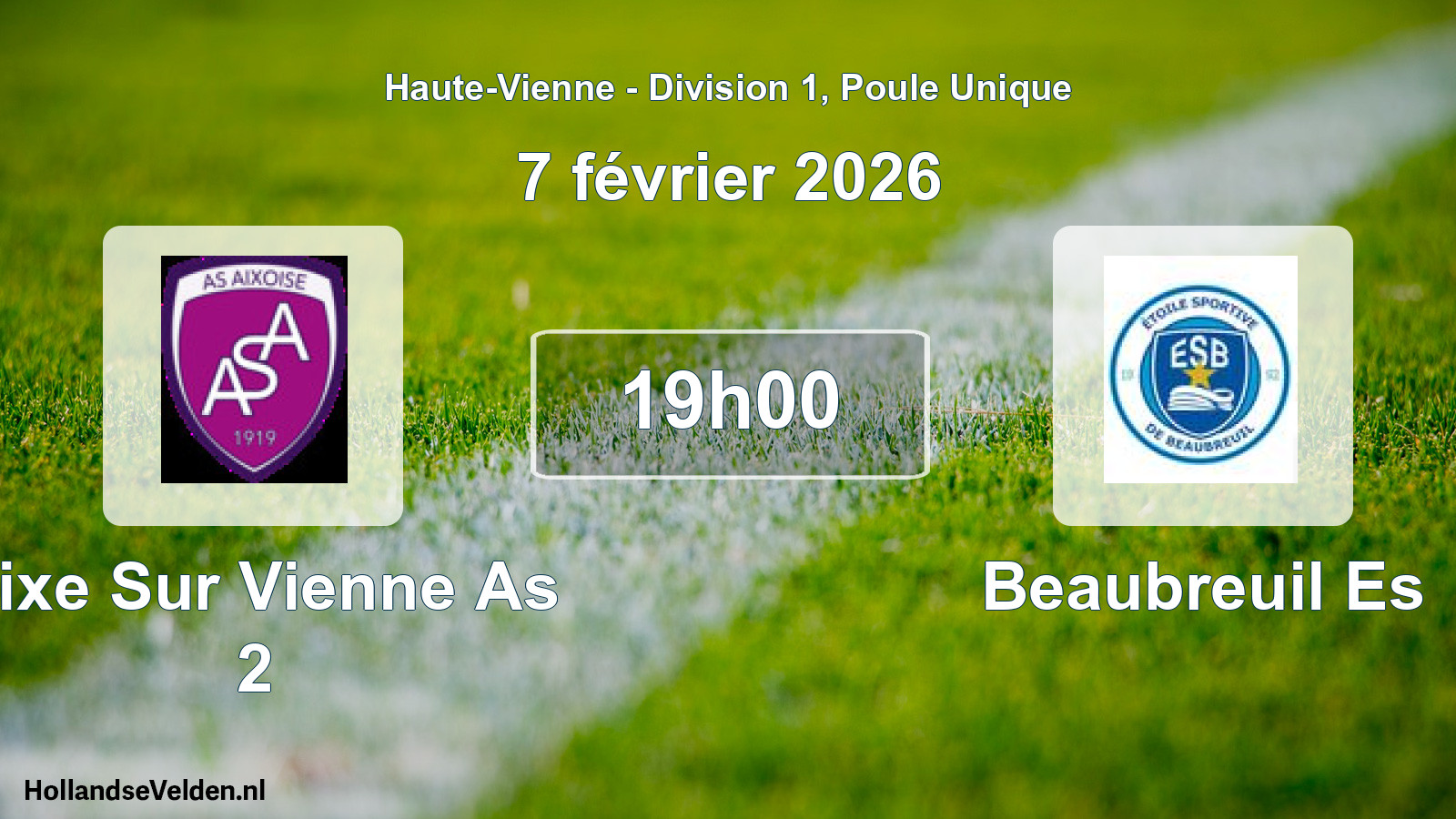 Scheduled Match: Aixe Sur Vienne As 2 - Beaubreuil Es (7 February 2026)