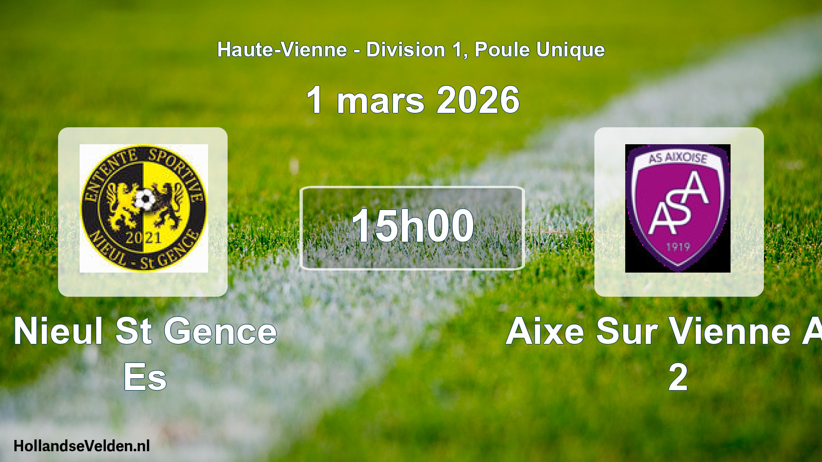 Scheduled Match: Nieul St Gence Es - Aixe Sur Vienne As 2 (1 March 2026)