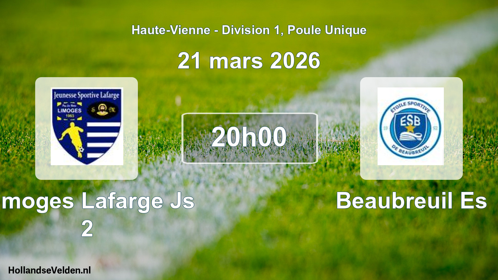 Geplande wedstrijd: Limoges Lafarge Js 2 - Beaubreuil Es (21 mars 2026)