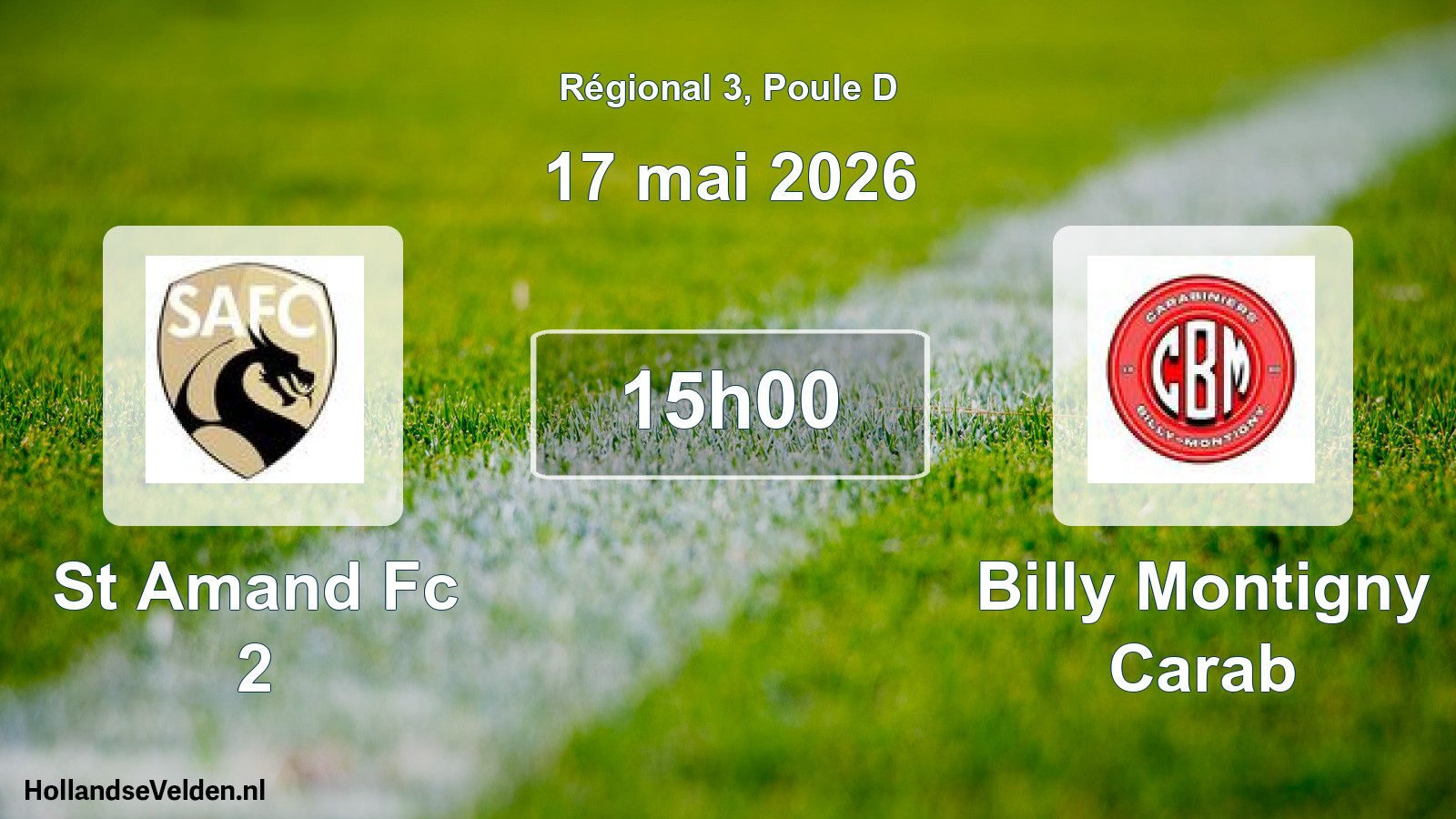 Geplande wedstrijd: St Amand Fc 2 - Billy Montigny Carab (17 mei 2026)