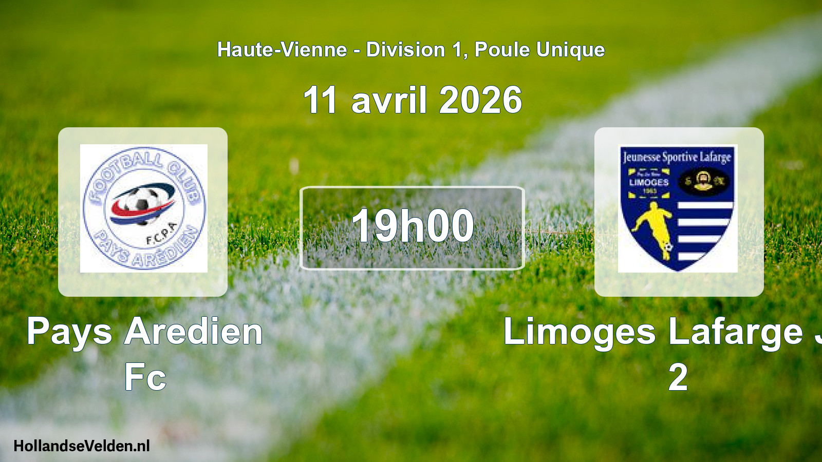 Geplande wedstrijd: Pays Aredien Fc - Limoges Lafarge Js 2 (11 avril 2026)