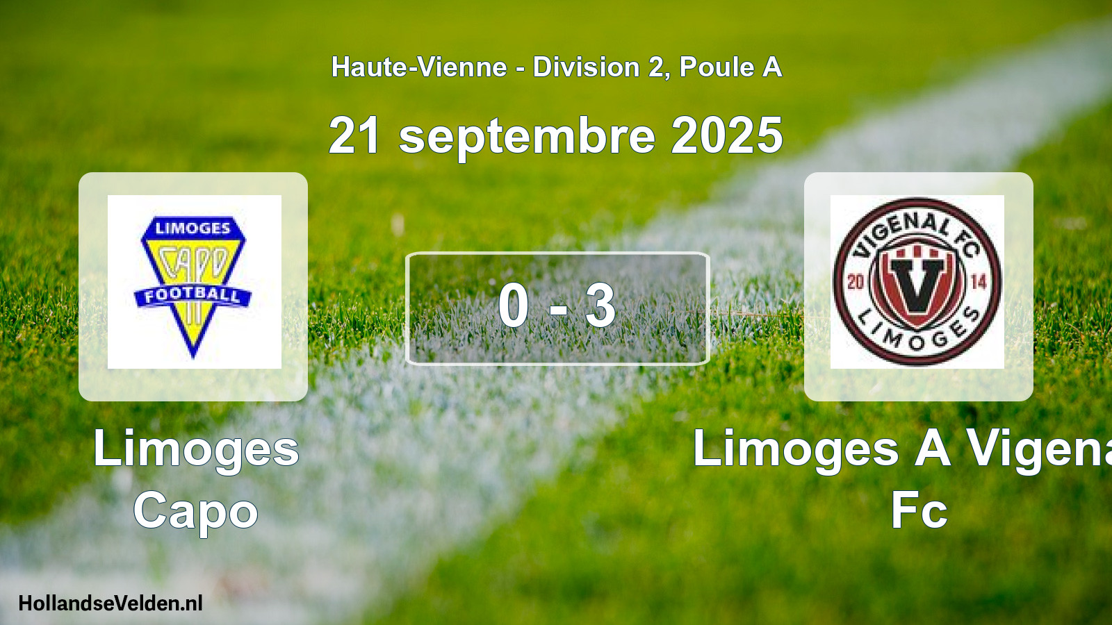 Gespeelde wedstrijd: Limoges Capo - Limoges A Vigenal Fc 0 - 3 (21 septembre 2025)