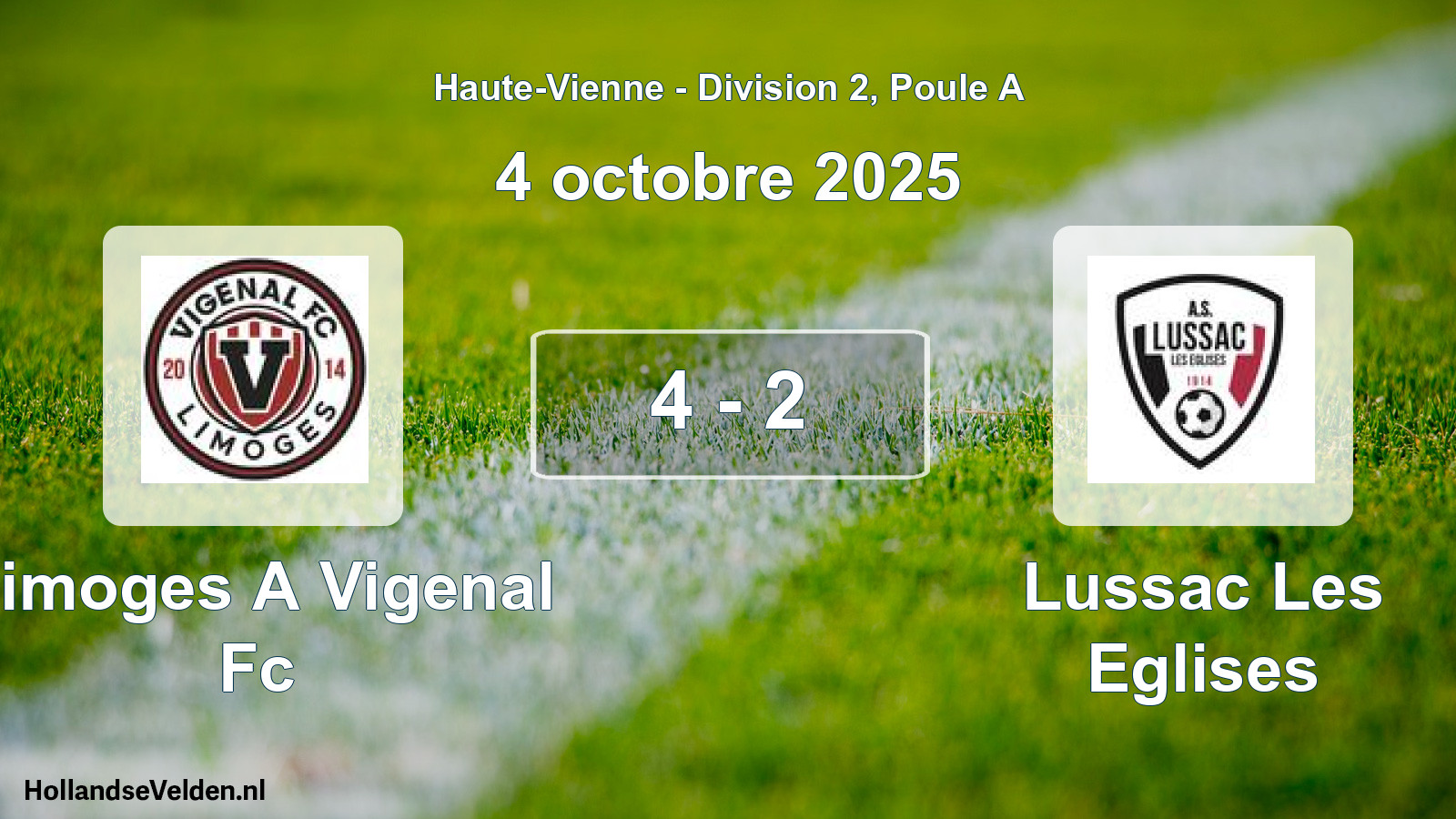 Total number of matches played: Limoges A Vigenal Fc - Lussac Les Eglises 4 - 2 (4 October 2025)