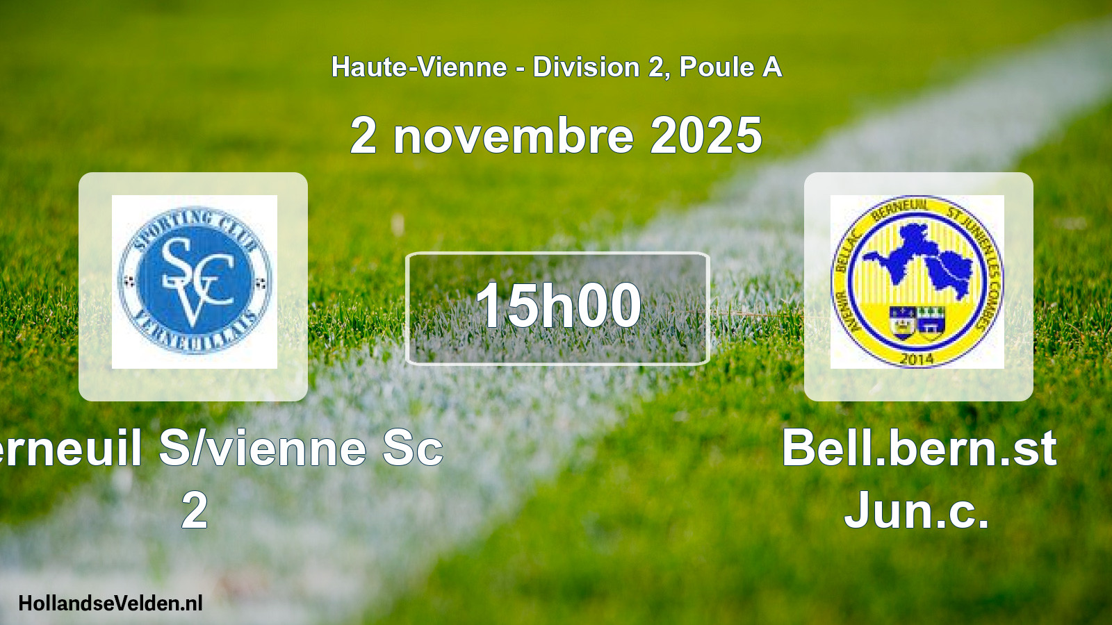 Scheduled Match: Verneuil S/vienne Sc 2 - Bell.bern.st Jun.c. (2 November 2025)