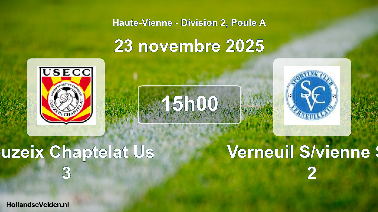 Geplande wedstrijd: Couzeix Chaptelat Us 3 - Verneuil S/vienne Sc 2 (23 novembre 2025)