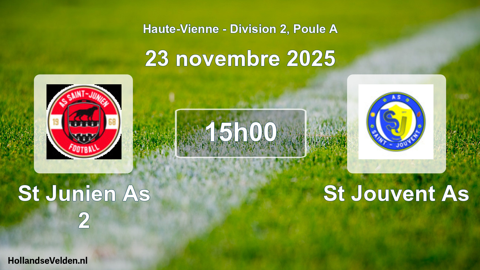 Geplande wedstrijd: St Junien As 2 - St Jouvent As (23 novembre 2025)