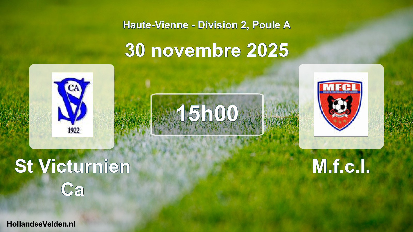 Geplande wedstrijd: St Victurnien Ca - M.f.c.l. (30 novembre 2025)
