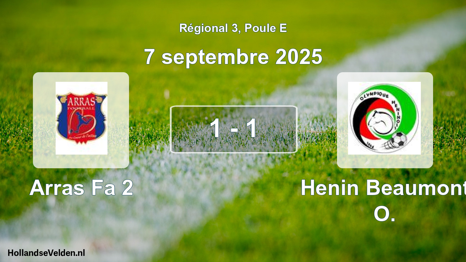 Total number of matches played: Arras Fa 2 - Henin Beaumont O. 1 - 1 (7 September 2025)