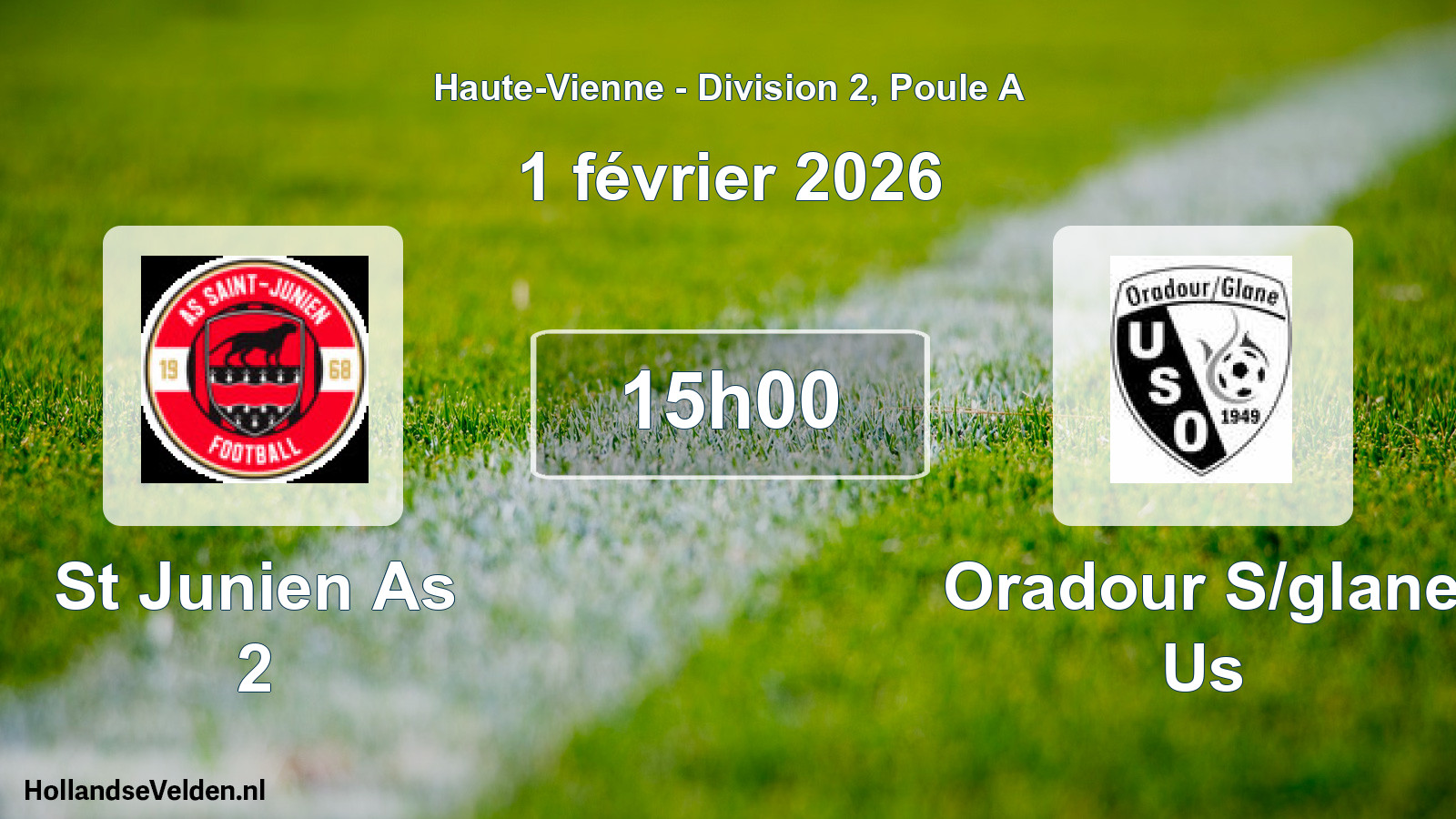 Geplande wedstrijd: St Junien As 2 - Oradour S/glane Us (1 février 2026)