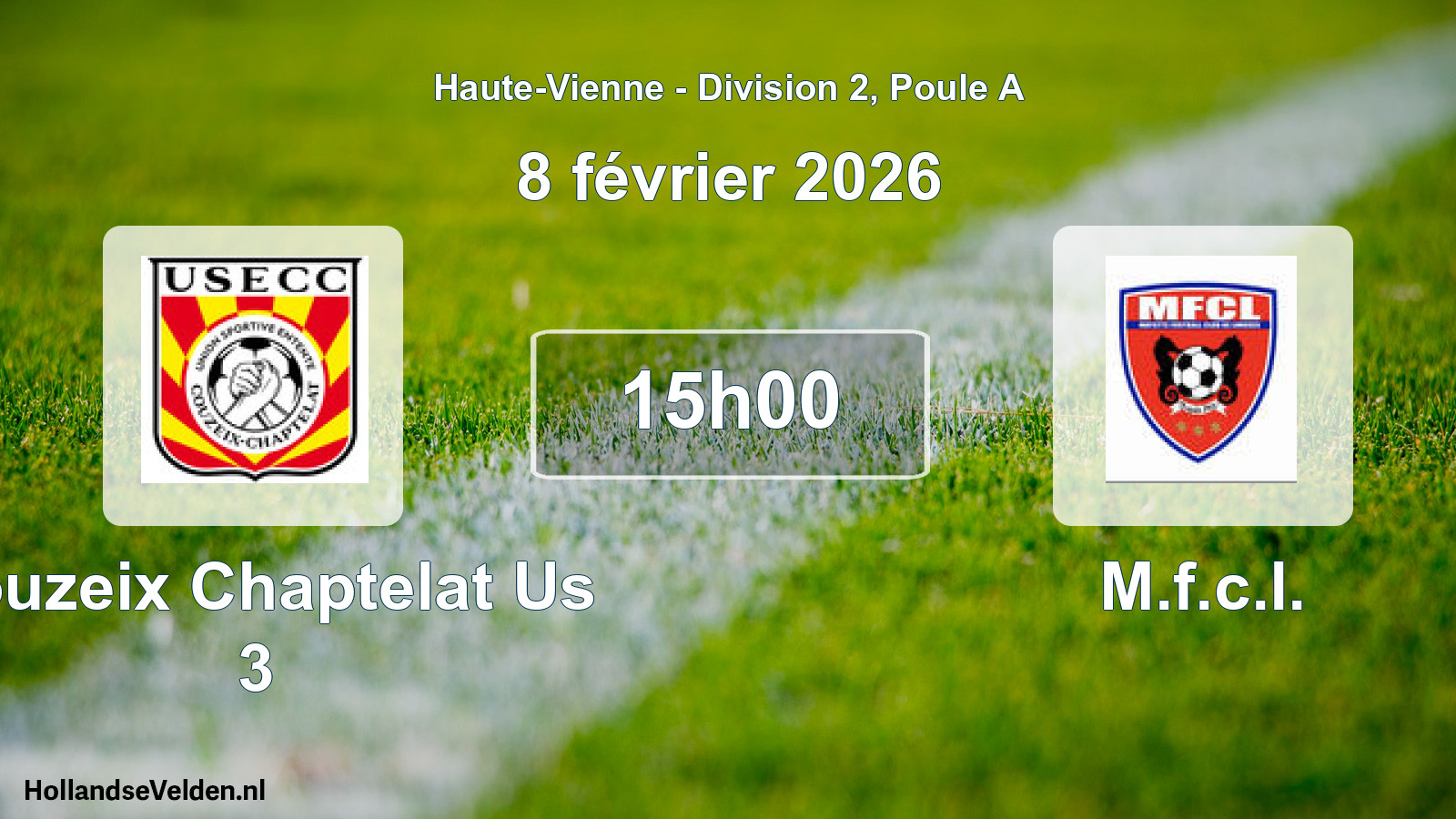 Geplande wedstrijd: Couzeix Chaptelat Us 3 - M.f.c.l. (8 février 2026)