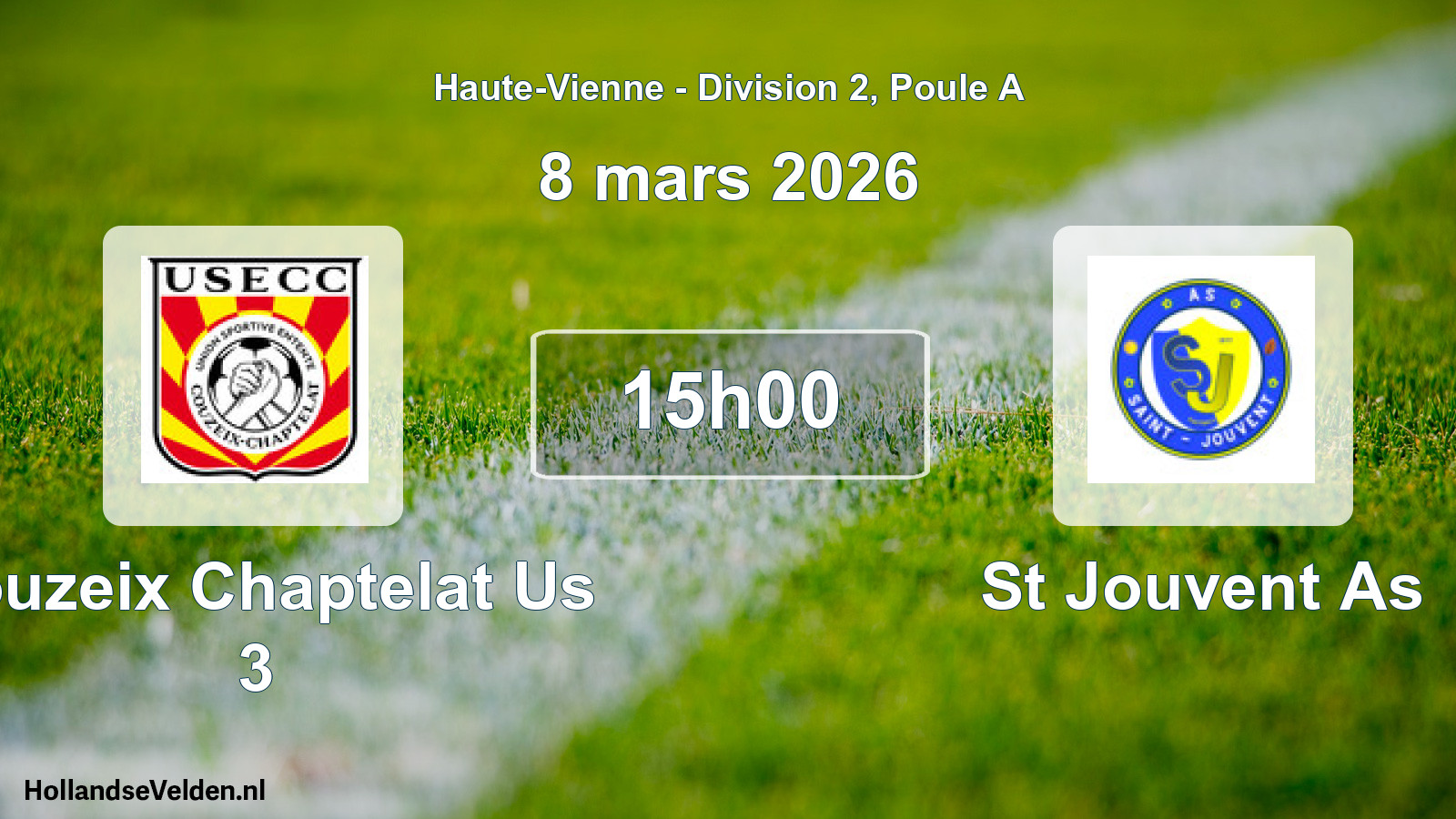 Geplande wedstrijd: Couzeix Chaptelat Us 3 - St Jouvent As (8 mars 2026)