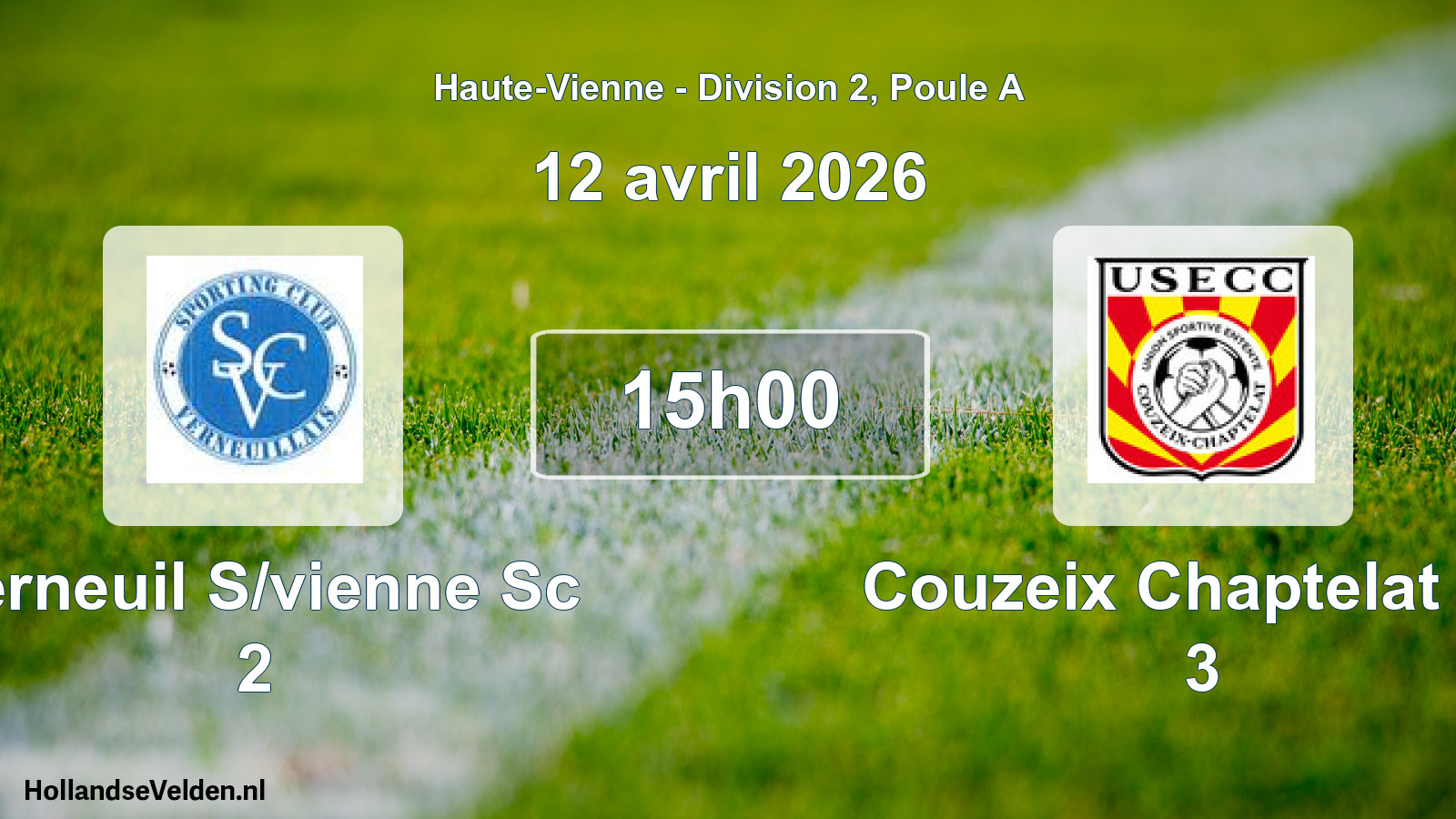 Scheduled Match: Verneuil S/vienne Sc 2 - Couzeix Chaptelat Us 3 (12 April 2026)