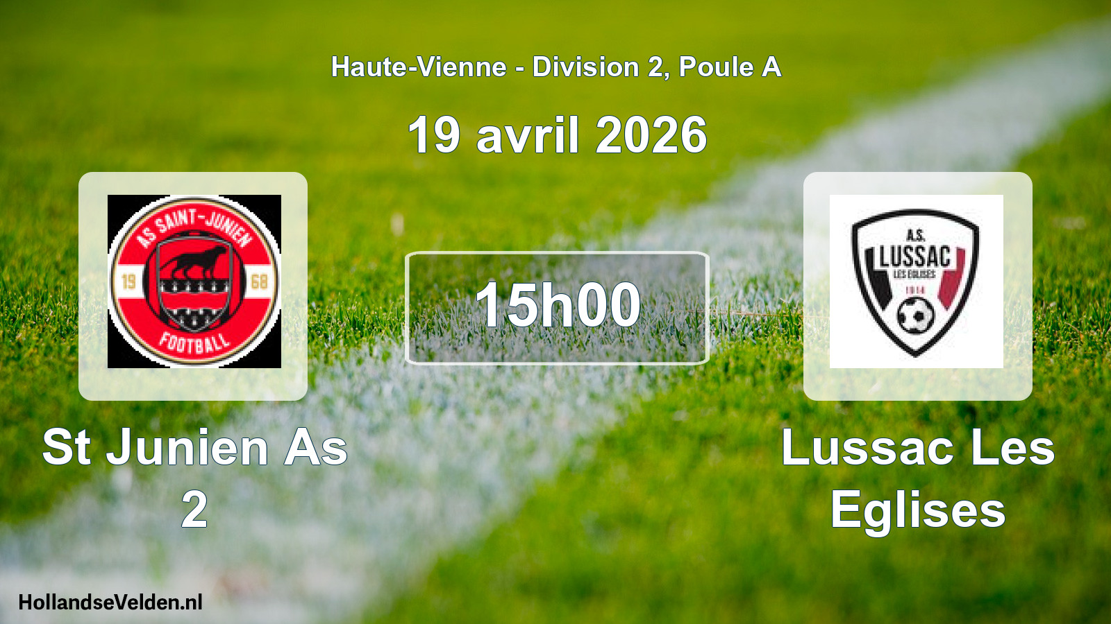 Geplande wedstrijd: St Junien As 2 - Lussac Les Eglises (19 avril 2026)