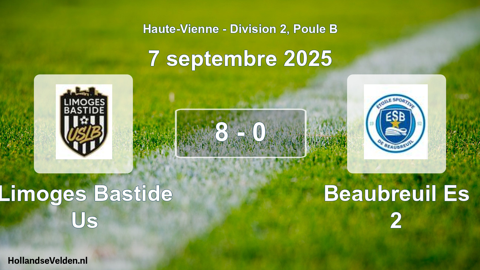 Gespeelde wedstrijd: Limoges Bastide Us - Beaubreuil Es 2 8 - 0 (7 september 2025)