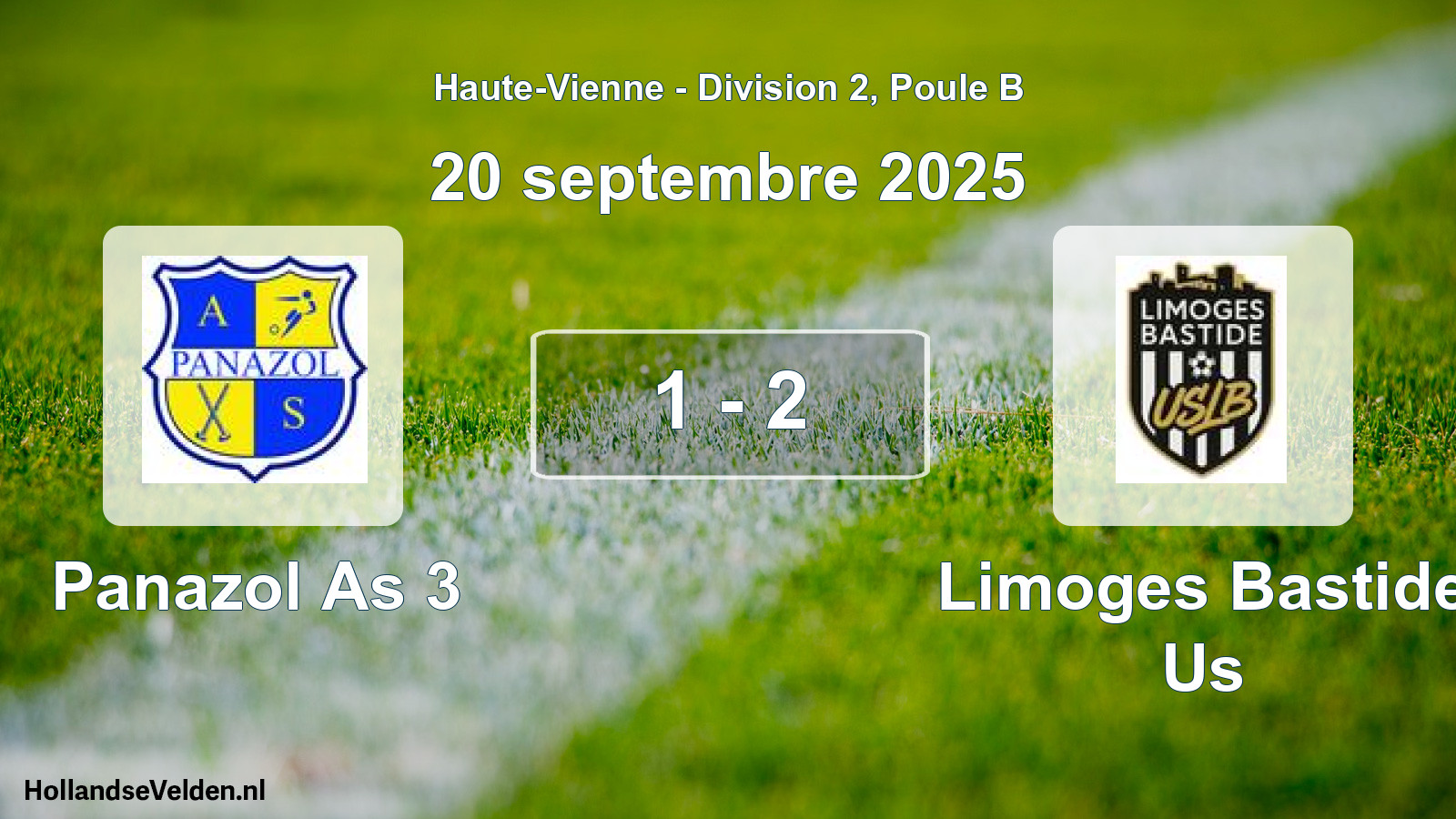 Gespeelde wedstrijd: Panazol As 3 - Limoges Bastide Us 1 - 2 (20 septembre 2025)