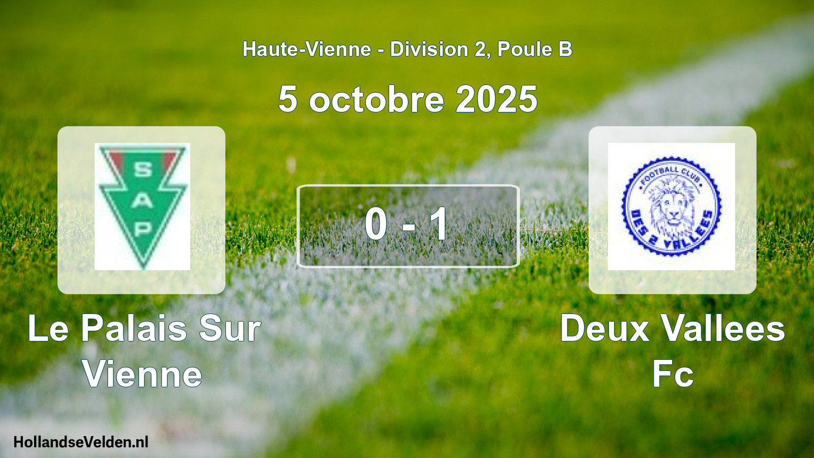 Gespeelde wedstrijd: Le Palais Sur Vienne - Deux Vallees Fc 0 - 1 (5 octobre 2025)