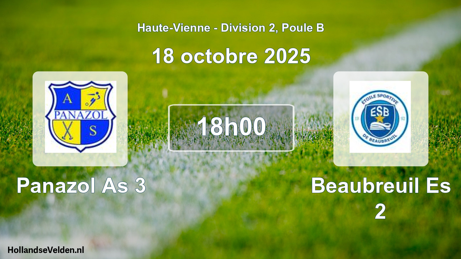 Geplande wedstrijd: Panazol As 3 - Beaubreuil Es 2 (18 octobre 2025)